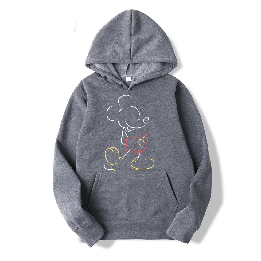 Mickey Mouse Line Pop Unisex Hoodie Cartoon Fashion Couple Oversized Sweatshirt Tops Spring Autumn Pullover