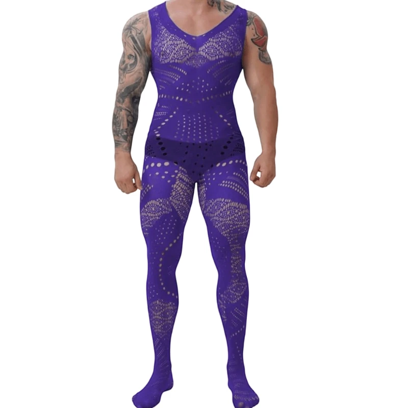 Uomini Maglia Lingerie Regalo Per Lui Calze per il corpo A rete Tuta data Tuta Rave Abiti Party Club wear sexy lenceria hombres