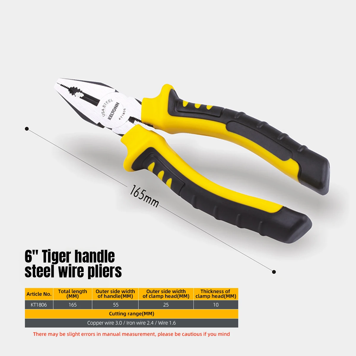 3-Piece Pliers Tool Set Including 6” Needle Nose Pliers, 6” Steel wire pliers, 6” Diagonal Cutters