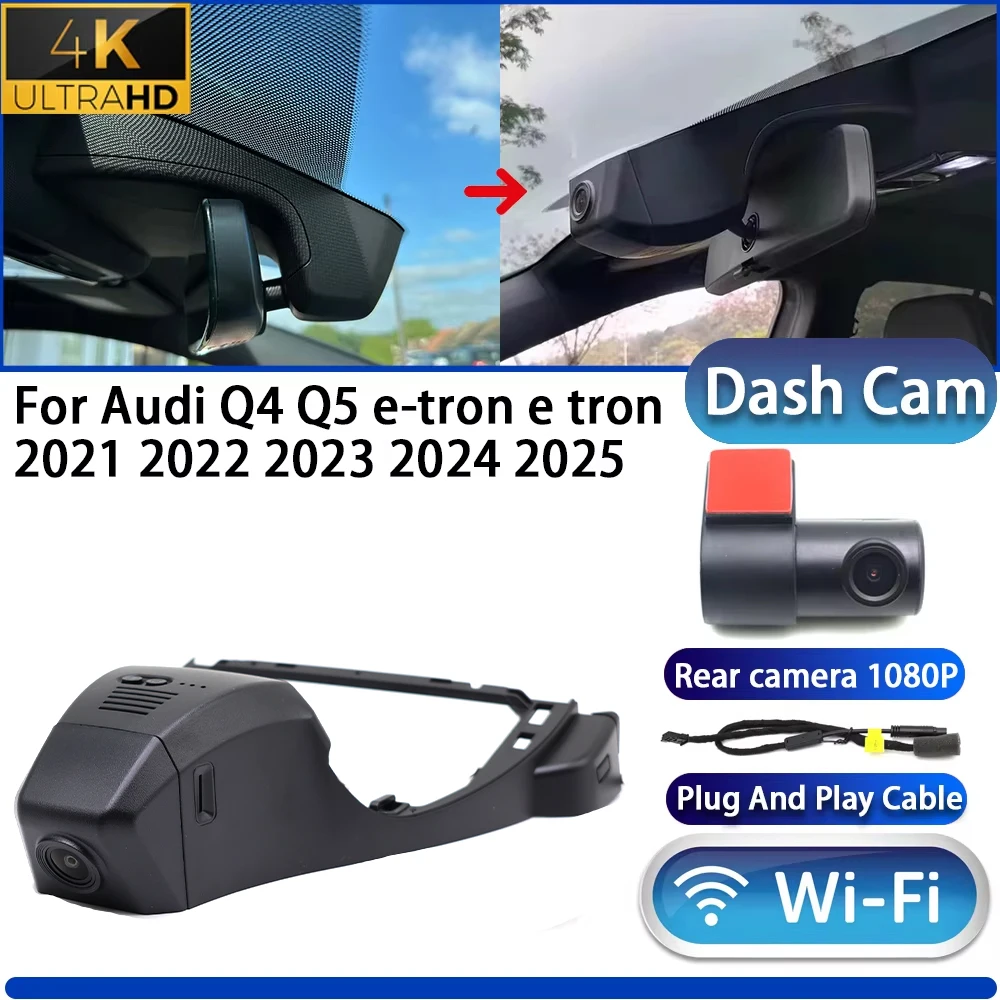 

HighCity For Audi Q4 Q5 e-tron e tron 2021 2022 2023 2024 2025 Dash Cam Camera DVR 4K UHD Wifi Plug And Play Video Recorder