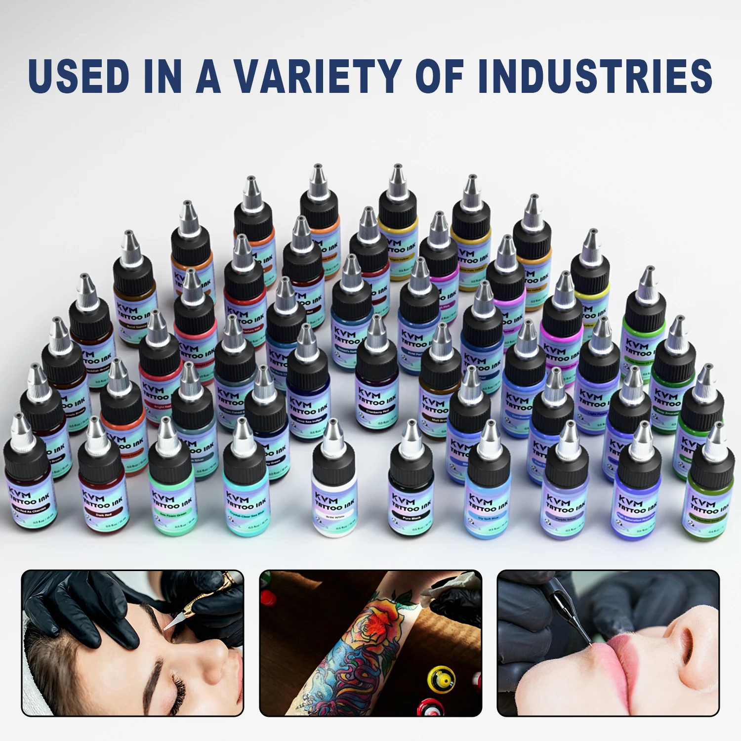 Tattoo Ink Set 48 Colors 0.5oz/15ml High Pigment Concentration Long-Lasting Tattoo Pigment for Permanent Makeup Tattoo Artist