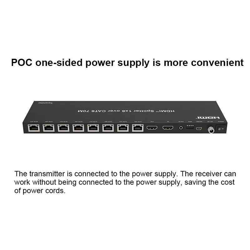 موزع موسع 4K 30 هرتز عبر إيثرنت 1x8، موسع فاصل 1 في 8 فوق Cat6 POC + حلقة 70 متر #2