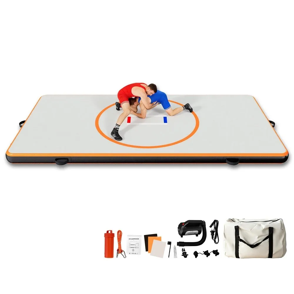 13FT/10FT/5FT Inflatable Wrestling Mat 4 Inch Thick Orange/Gray