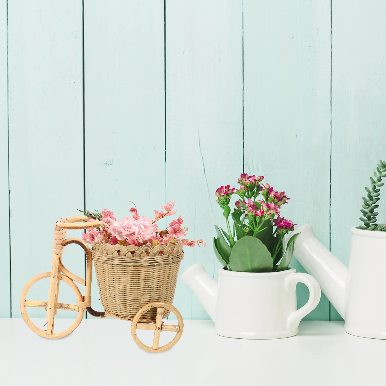 

Mini Tricycle Design Bamboo Woven Basket Creative Storage Basket Portable Multi-Purpose Storage Container Desktop Decoration