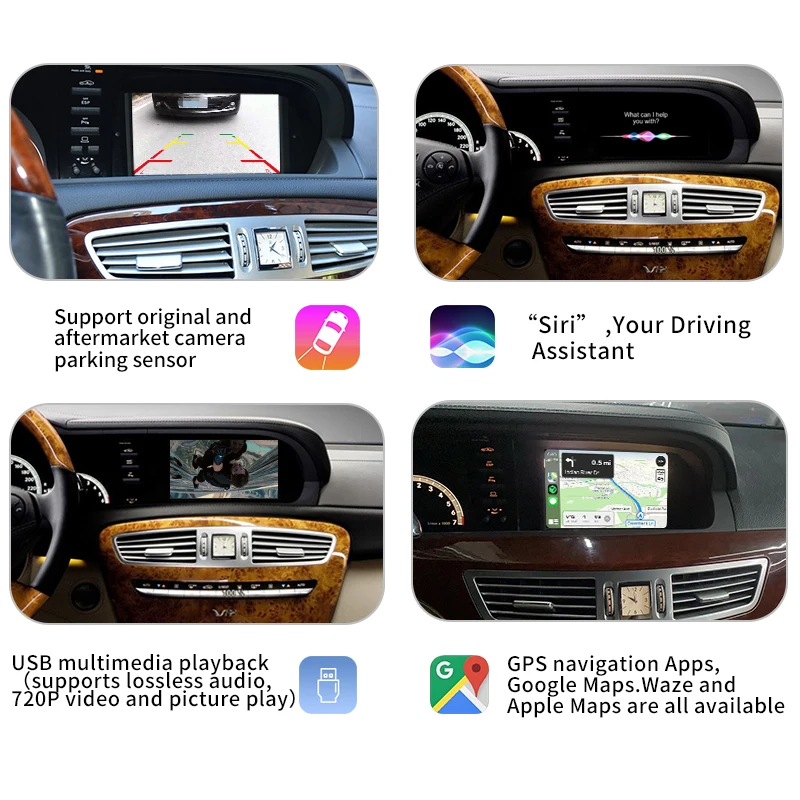 Wireless CarPlay for Mercedes Benz S-Class / CL W221 2006-2012 ,with Android Auto Mirror Link AirPlay Car Play Functions