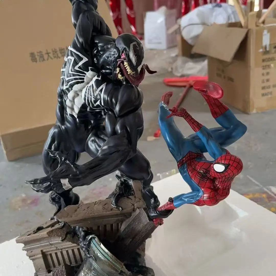 Private Custom Comic Version Venom Vs. Spider Man Scene Gk Resin Statue Model Handmade Desktop Ornament Doll Birthday Gift view 3
