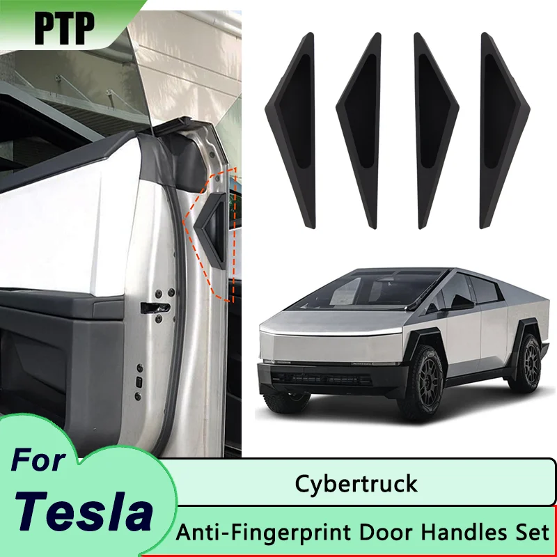 For Tesla Cybertruck Door Handles Fingerprint Resistant 4Pcs Door Closer Handles Interior 2023 2024 Cybertruck Car Accessories