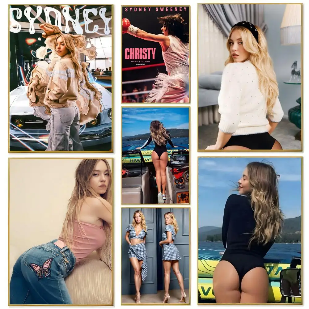 Poster mit Schauspielerin S-Sydney S-Sweeney, Wandkunstdruck, geeignet für Wohnzimmer, Schlafzimmer, Bar, Salon, Heimdekoration, Geschenk