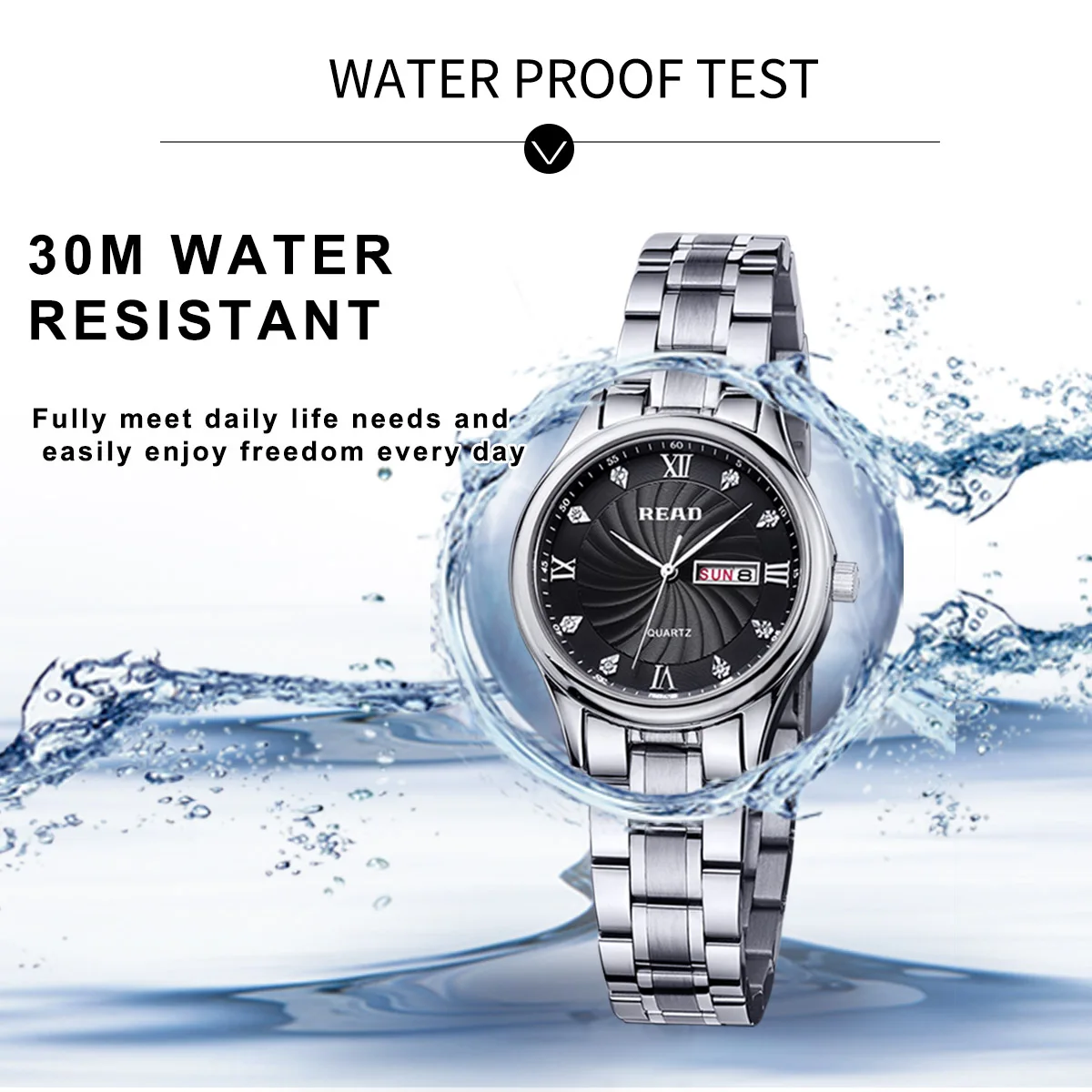 READ Women Quartz Watch | Day Date Display | Stainless Steel Bracelet | Daily Water Resistant Analog Wrist Watch