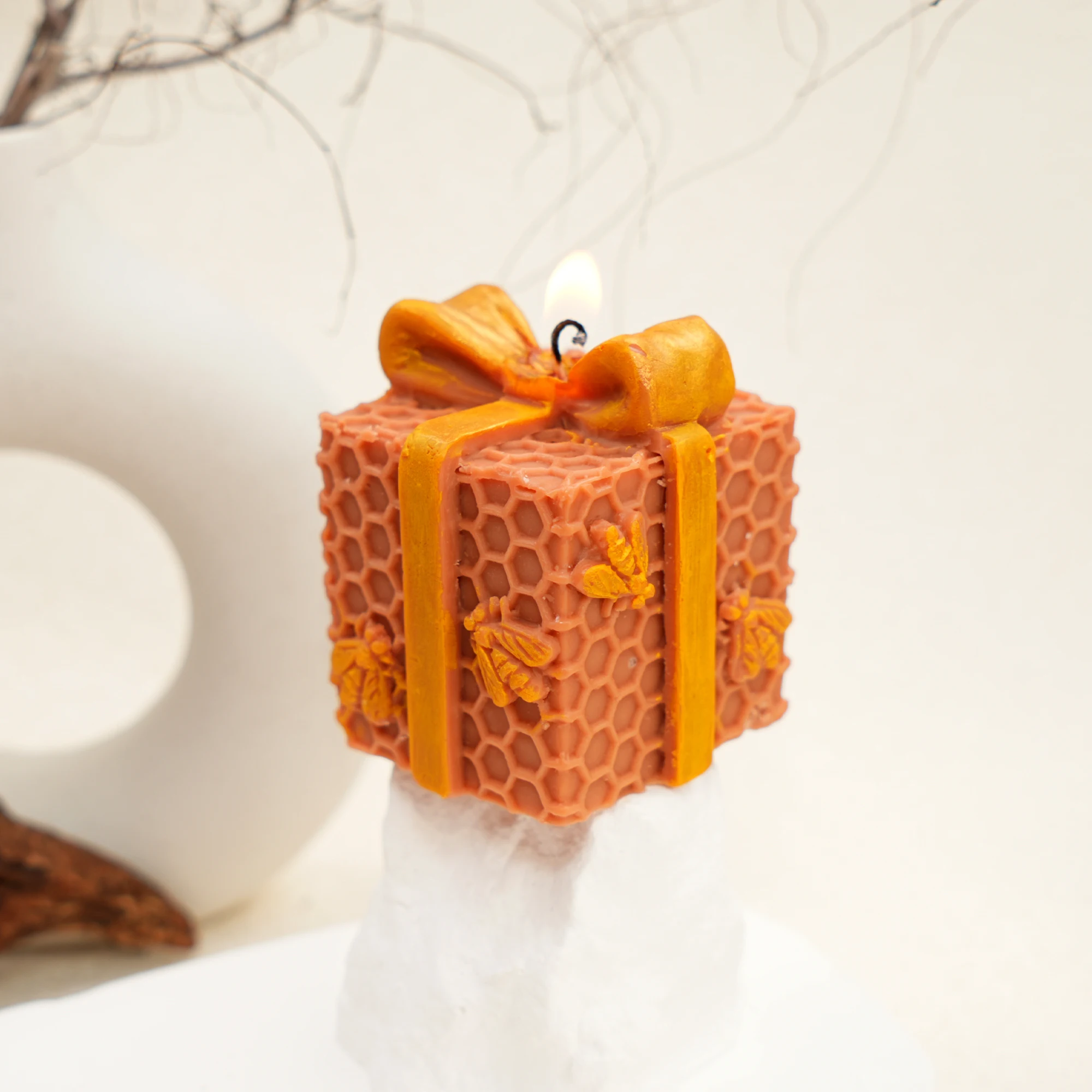 3D Honeycomb Bee Silicone Candle Mold, Multi-Style Gift Box Barrel Rope House Egg Wax Mould for DIY Resin Plaster
