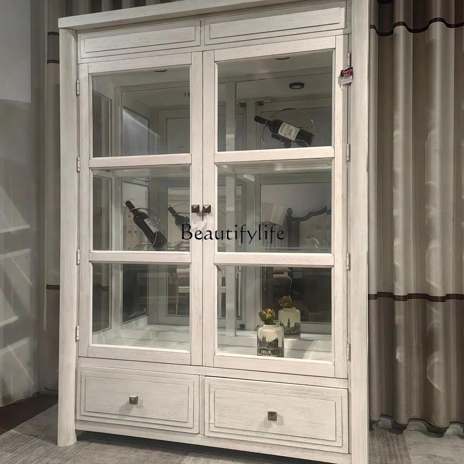 3 خزانة عرض أمريكية خزانة مشروبات (638-892) أمريكا الشمالية بلوط أبيض + خشب مطاطي