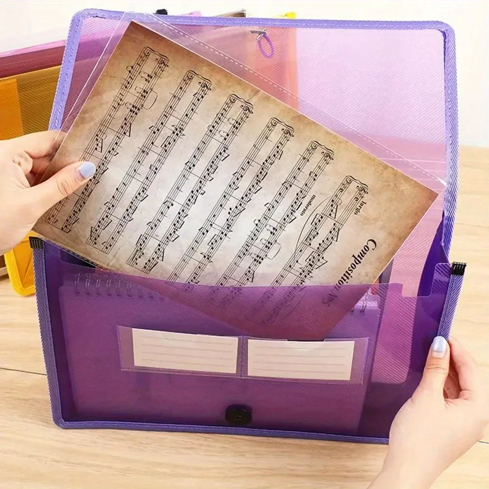 1pc Transparent Lightweight File Bag Portable Waterproof Folder Document Holder Large Capacity Button Storage School Test Paper