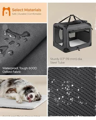 Travel Cat Dog Carrier Crate Kennel Portable Removable Collapsible Steel Frame Zipper Airline Approved Oxford Animal Cage