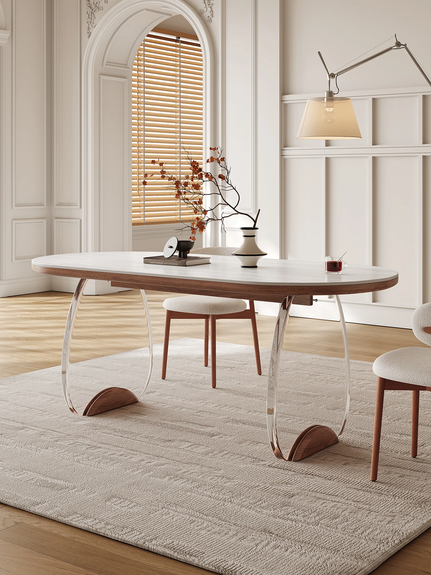 

Slate dining table household small apartment living room dining table modern simple acrylic new cave stone dining table and chai