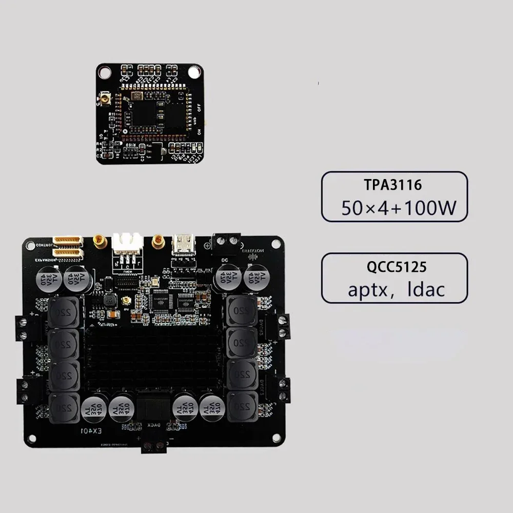 Placa do Amplificador de Bluetooth Afinação Ldac 50w Mais 100w Qcc5125 Tpa3116 4.2 Dsp