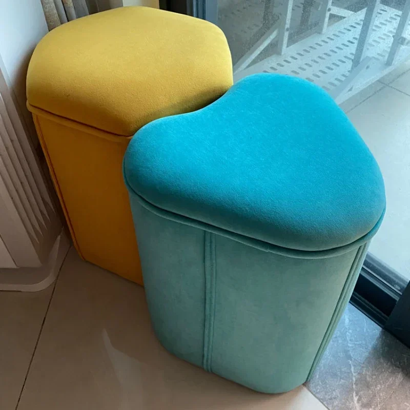 

Flannel Stools Home Special-shaped Bedroom Balcony Stool Light Luxury Makeup Low Stools Can Sit Change Shoes Ottomans Furniture