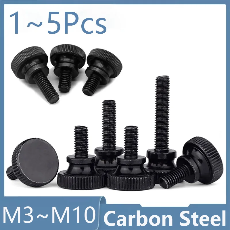 Black Carbon Steel High Step Head Hand Tighten Thumb Screw  M3 M4 M5 M6 M8 M10  Knurling Head Knurled Thumb Screws GB834 DIN464