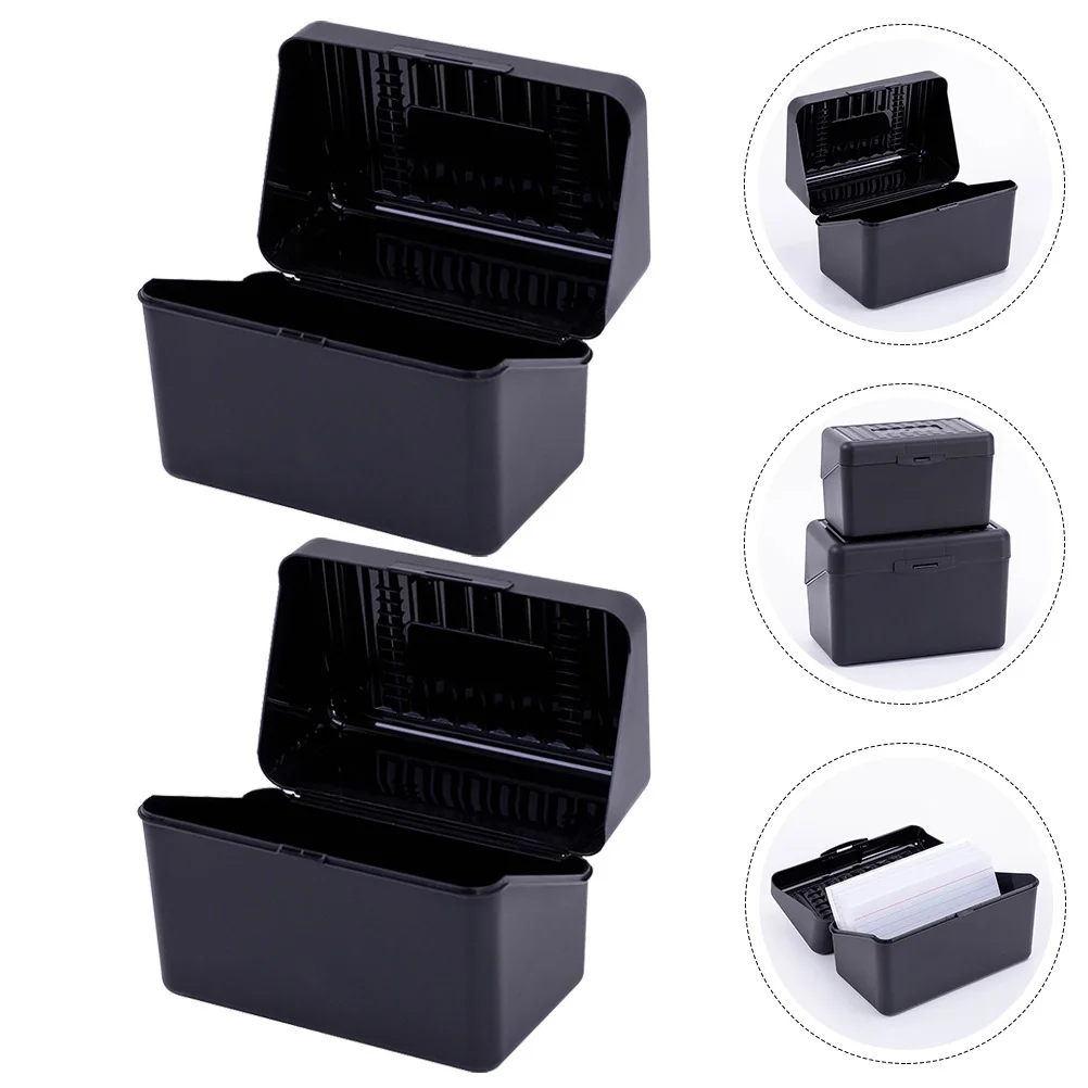 

2Pcs Professional Business Card Organizer Thickened Material Flip Design Neat Display Visiting Cards Container Black
