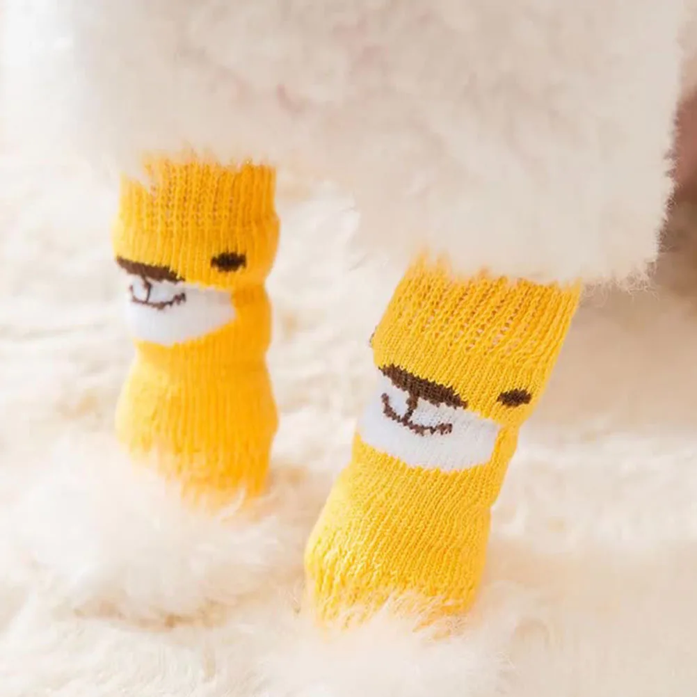 

2 set 2 Sets Puppy Socks Socks Dog Cute Cartoon Anti Slip Small Size Winter Warm Puppy Leg Cover Protectors Dog Leg Sleeves