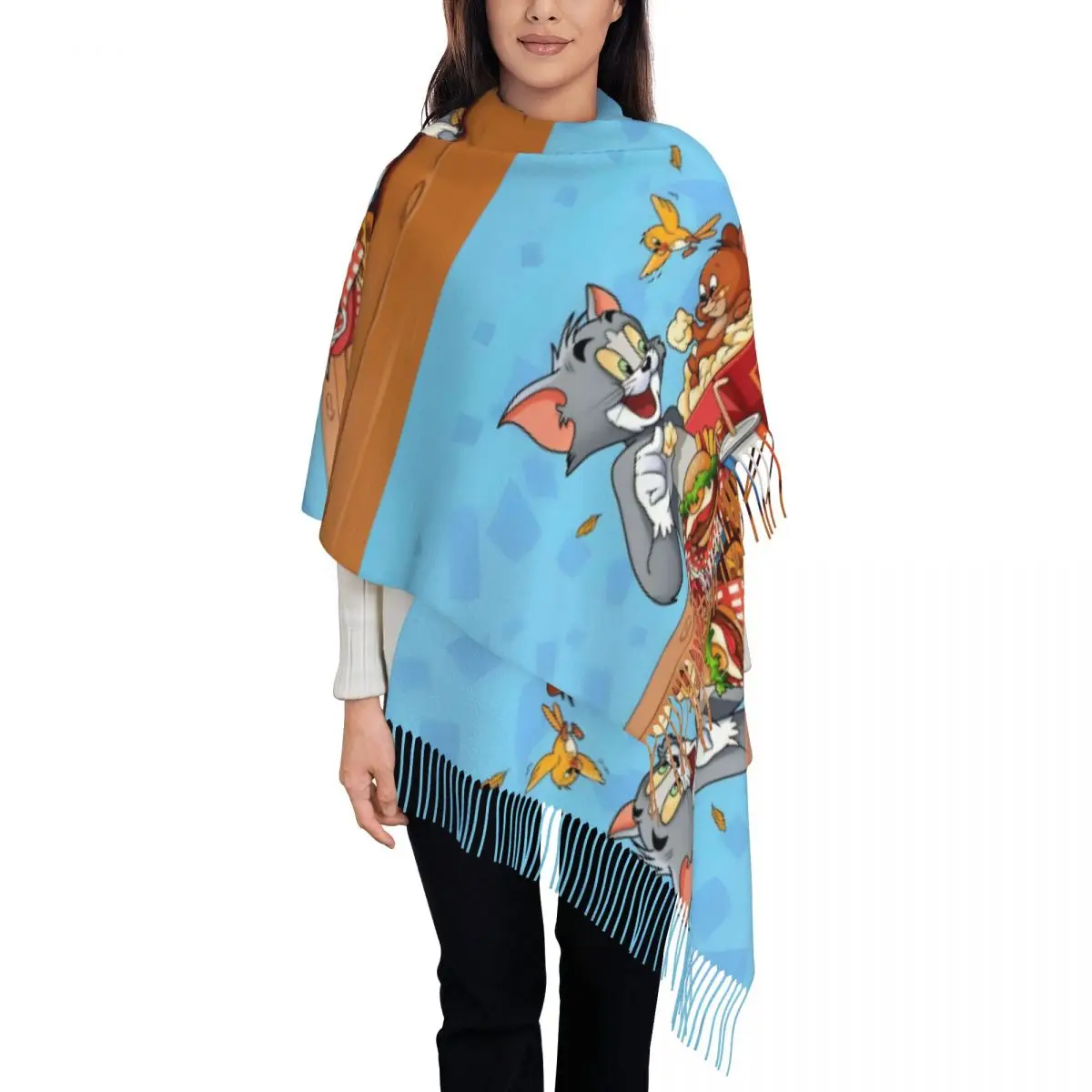 

Custom Print Anime Tom And Jerry Scarf Women Men Winter Fall Warm Scarves Cartoon Cute Shawl Wrap