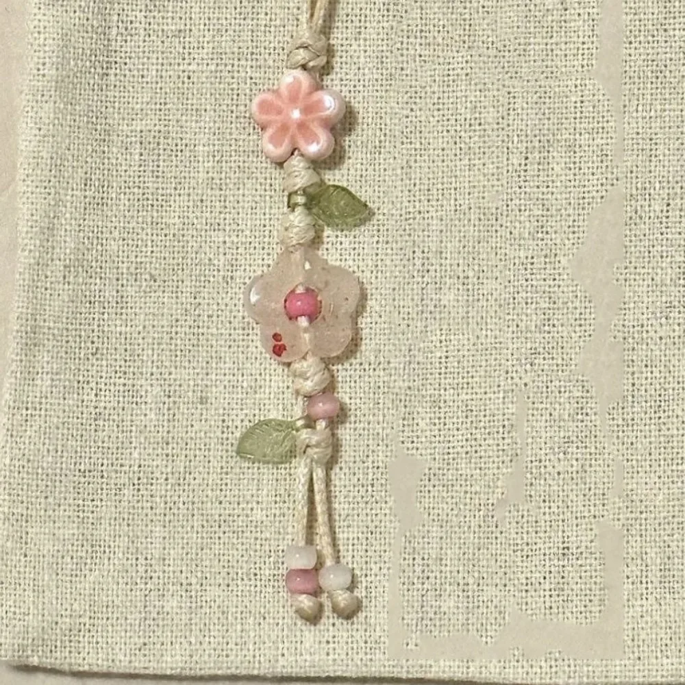 귀여운 별꽃 폰 참 스트랩 카와이 세라믹 비즈 폰 끈 파스텔 색상 소녀 가방 카메라 펜던트... - 4