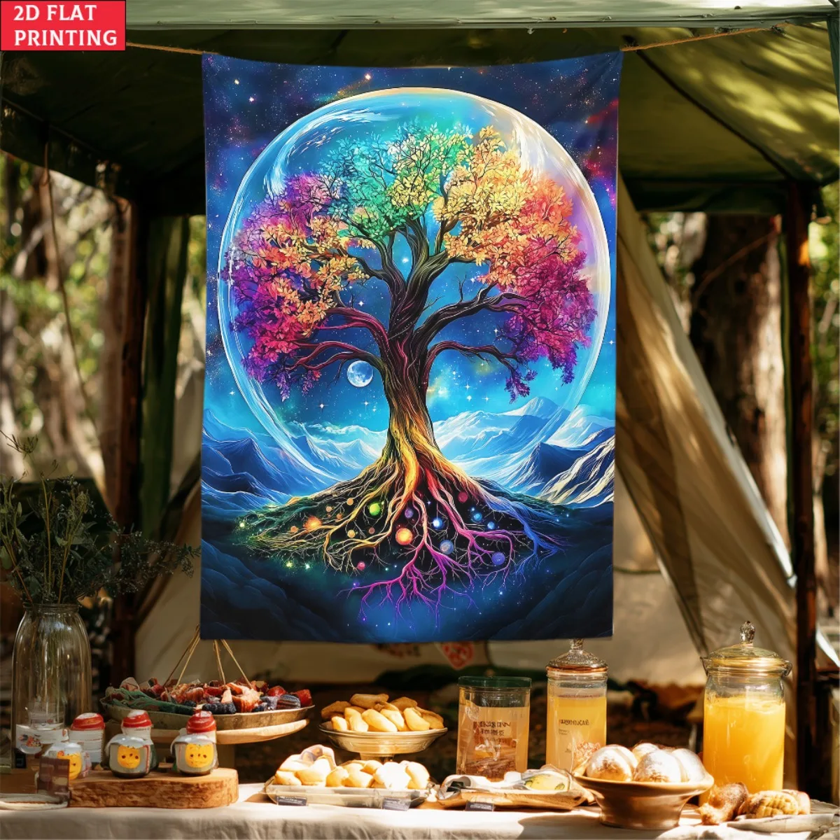 Cosmic tree of life galaxy space moon tapestry psychedelic wall art bohemian bedroom decor spiritual meditation room decoration