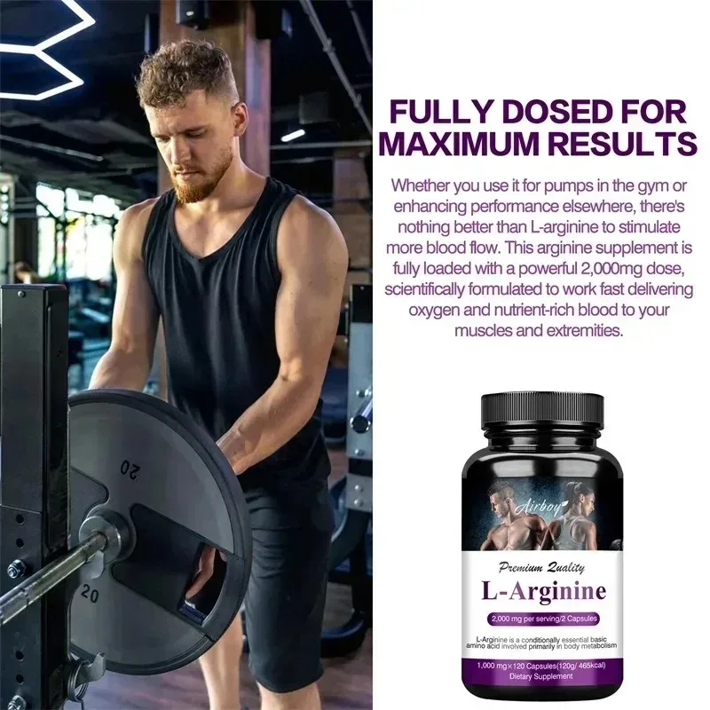 L-Arginine Capsules - Helps Increase Endurance, Protein Synthesis,Promotes Faster Muscle Growth, Abs