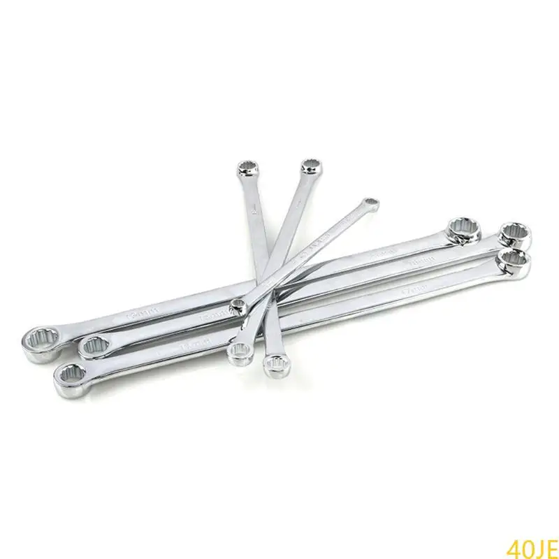 

40JE Spanner Set 6pcs for Extra Long Wrench Set Double Ring Box End Aviation Wrench Strong Power Less Effort Metric 8mm-19mm