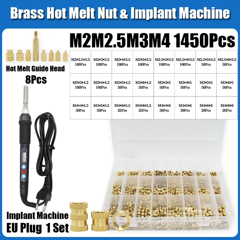 Bis zu 1459p einstellbare Temperatur elektrischer Lötkolben Wärme satz Messing einsatz Mutter Gewinde einsätze Heiß schmelze gerändelte Kupfer muttern – Detail 11