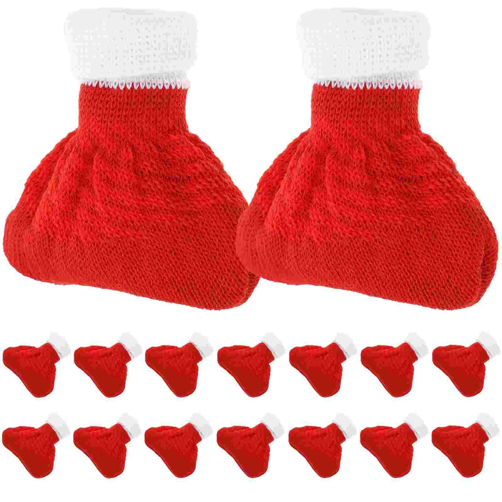 16 Pcs Christmas Decorations Holiday Home Furniture Leg Caps Table Feet Sleeves Polyester Cotton Anti Scratch