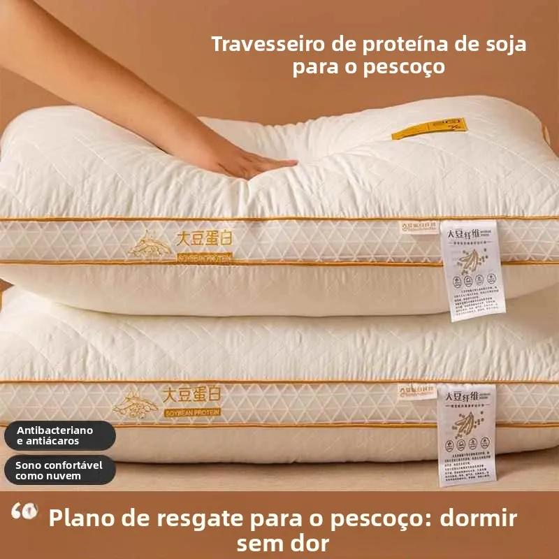 2025年新発売-大豆繊維睡眠枕-ホテルスタイル-ネックサポート-家庭寮用-シングル-固定形状寝具-ポリエステル