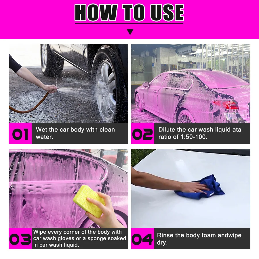 Ryekew Pink Foaming Extreme Bodywash & Wax Foaming Car Wash Soap,Works with Foam Cannons/Guns or Bucket Washes For Cars, Trucks image 5