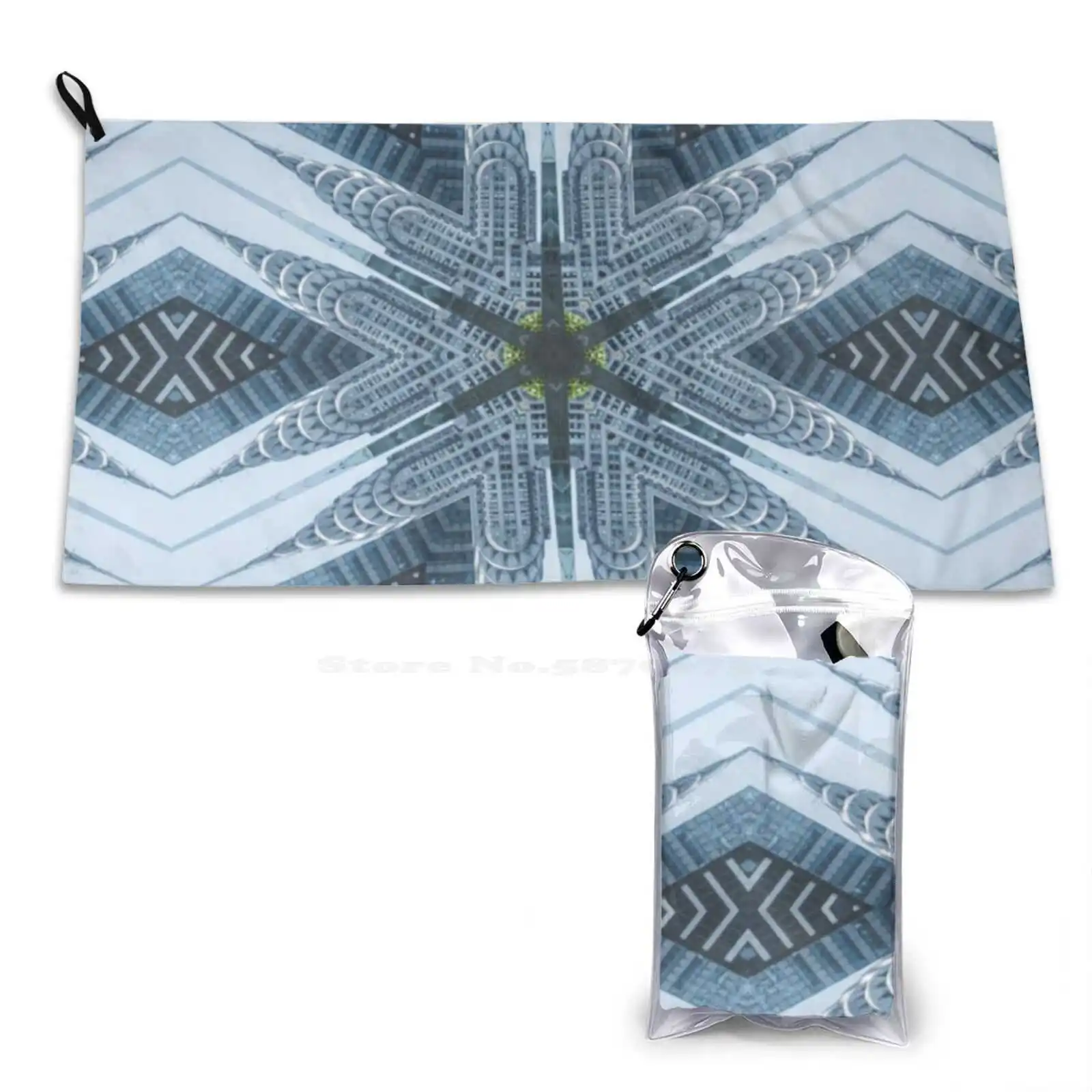 Chrysler Gym Outdoor Sports Fitness Towel Bath Washcloth Nyc Big Apple New York Usa City Urban Street Geometric Pattern Star