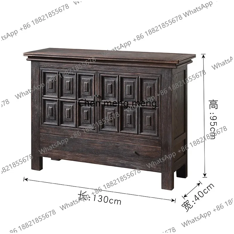 Retro and old solid wood dining side cabinet, living room entrance cabinet, clubhouse decorative locker
