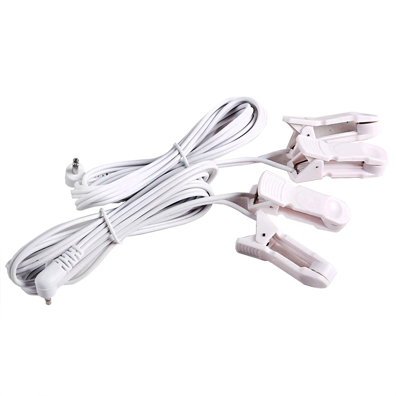 2/4Button Electrotherapy Electrode Lead 2 Ear Clips 2.5/3.5mm Jack Shock Wires Cable for TENS Therapy Machine Massager Plug
