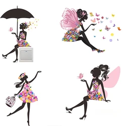 4/1Pcs Flower Fairy Girl Butterfly Switch Socket Decorative Decals Princess Bedroom Room Decoration Autohesion Wall Sticker Gift