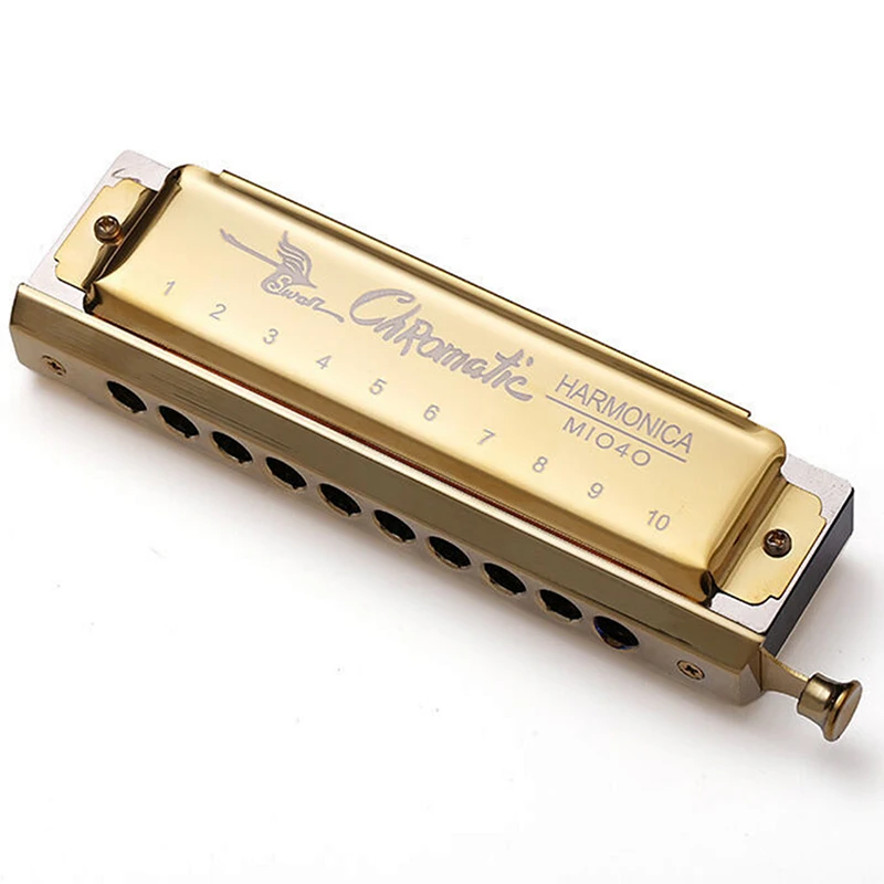 Swan Chromatic Harmonica 10-Holes Mouth Organ Professional Armonica 10 Hole Instrumentos Key C Music Harp Musical Instruments