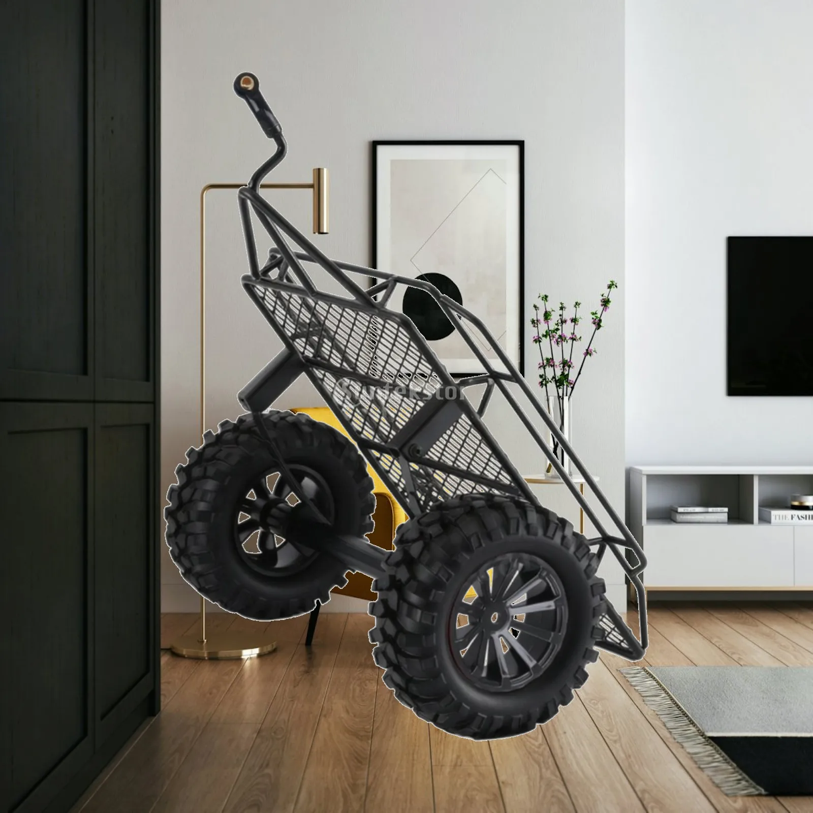 RC Cargo Bed Trailer Heavy-Duty RC Trailer with Tow Hitch Rubber Sturdy for Trail Runs