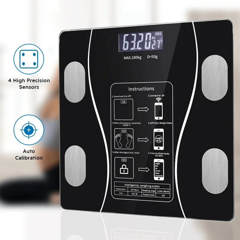 

Smart Body Fat Scale with Bluetooth - Digital Bathroom Weight Scale & Body Composition Analyzer, Syncs to Smartphone App