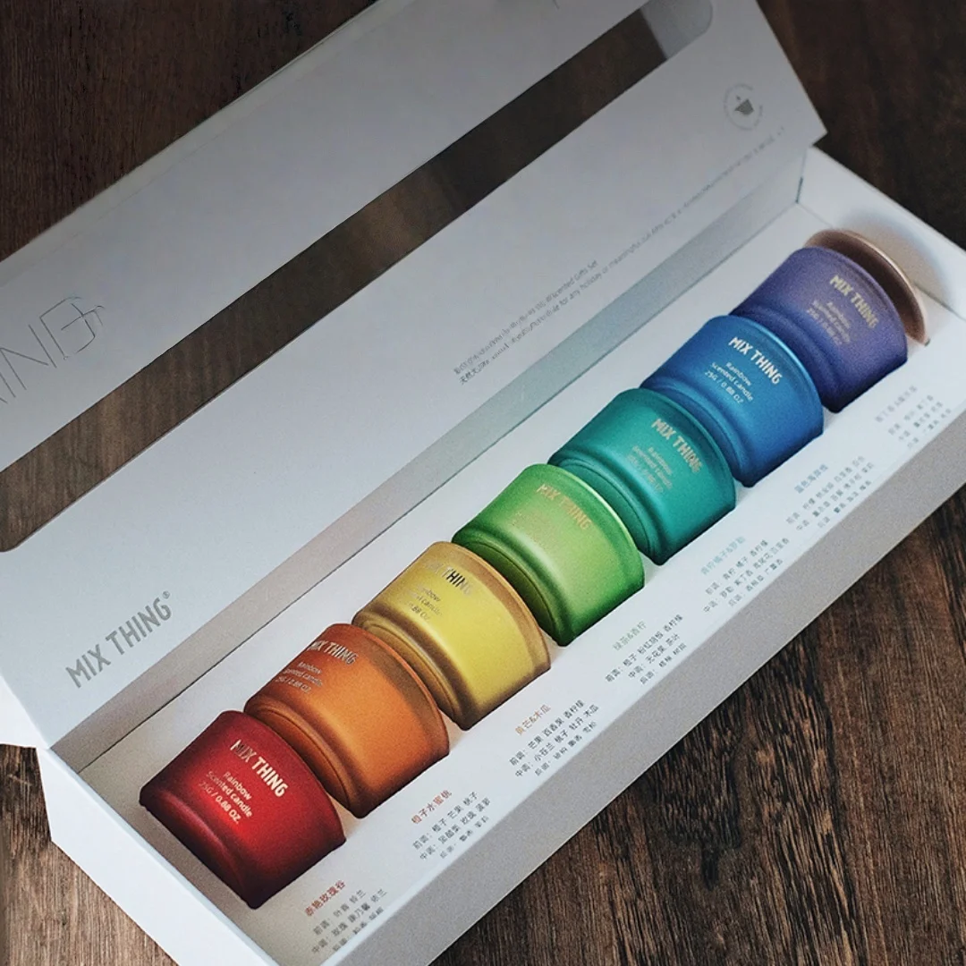 Luxury Holiday Rainbow Scented Candle Gift Set Indoor Niche Premium Fragrance Handcrafted Birthday Creative Girlfriend Present