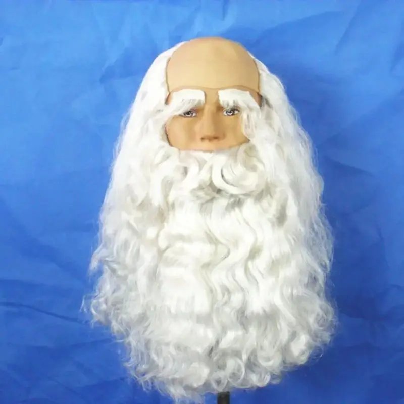 

Men's Santa Claus Wig And Beard Set Synthetic Short Cosplay Hairpiece White Christmas Gift Idea for Adults