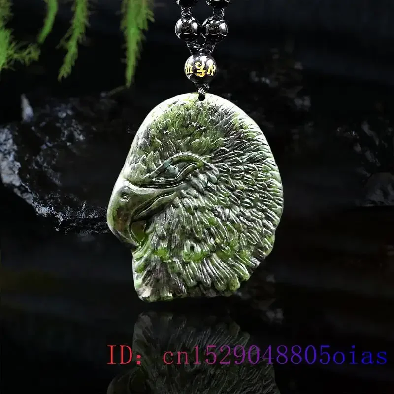 

Jade Eagle Pendant Necklace Obsidian Natural Black Green Jewellery Charm Gemstone Amulet Gifts Chinese Carved Fashion