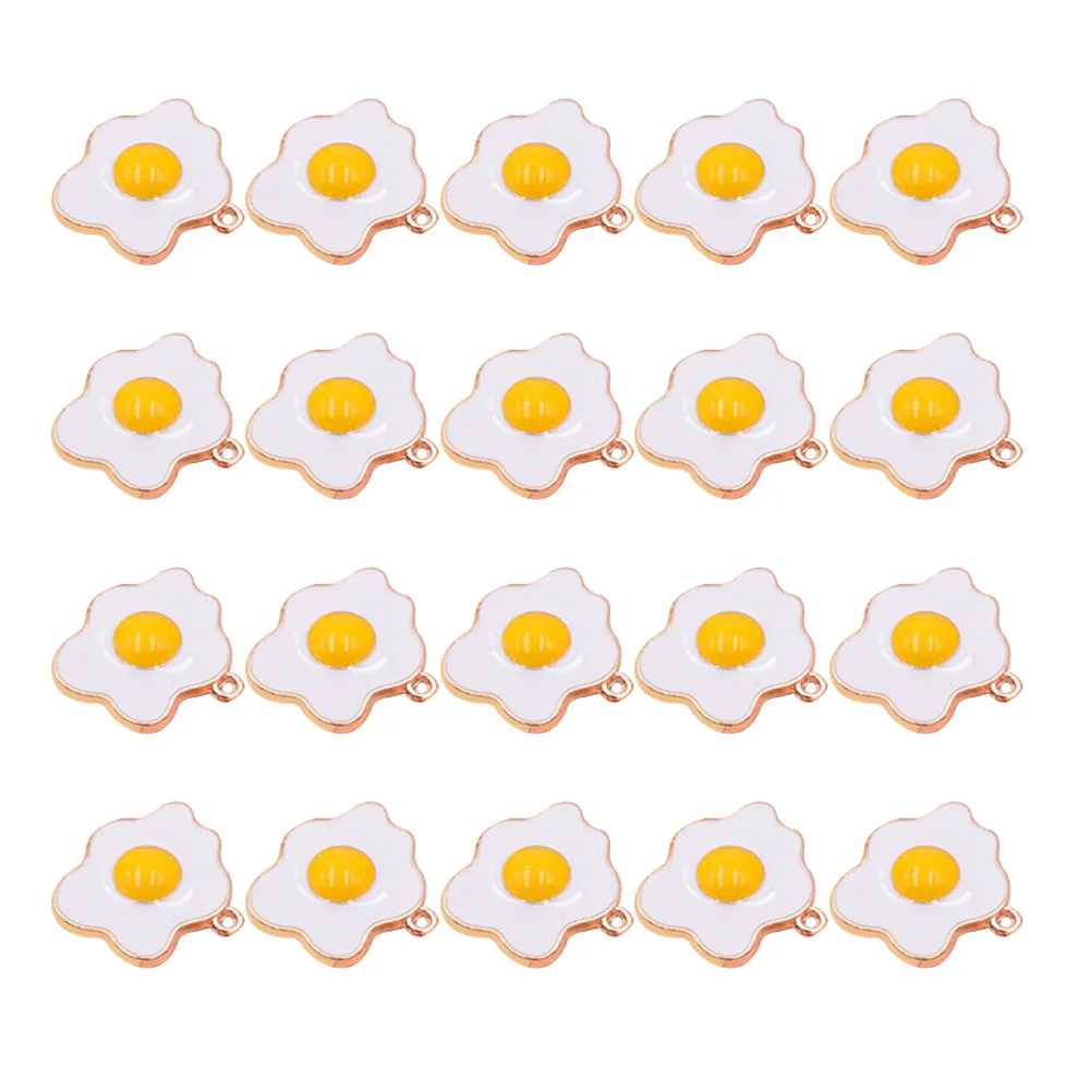 20 Pcs Mini Omelette Pendant Fried Egg Earrings Decorations Design Pendants Handbag Man Toys