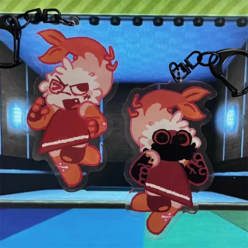 Double-Sided Acrylic Keychain 2.75in Shrimpo & Twisted Shrimpo Design for Dandy's World Horror Game Collectible Keyring