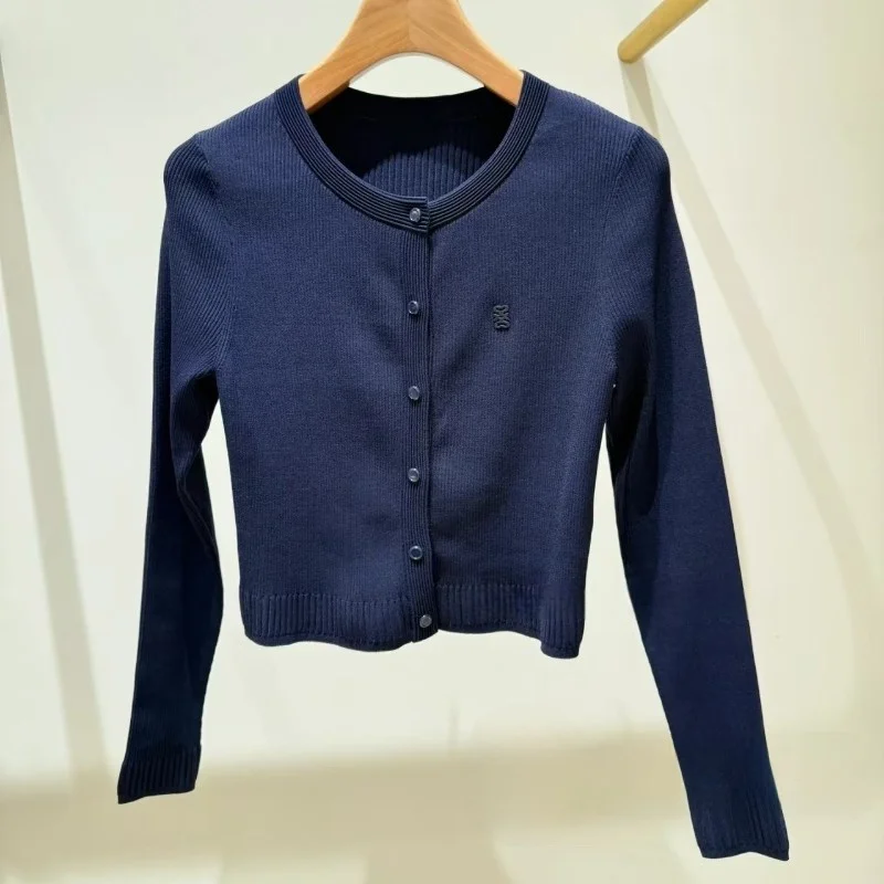 

Ele Early Autumn S-Size Knitted Wrap Dr with Belt Women's Slim Fit Cardigan Long Sve round Ne Pure Color