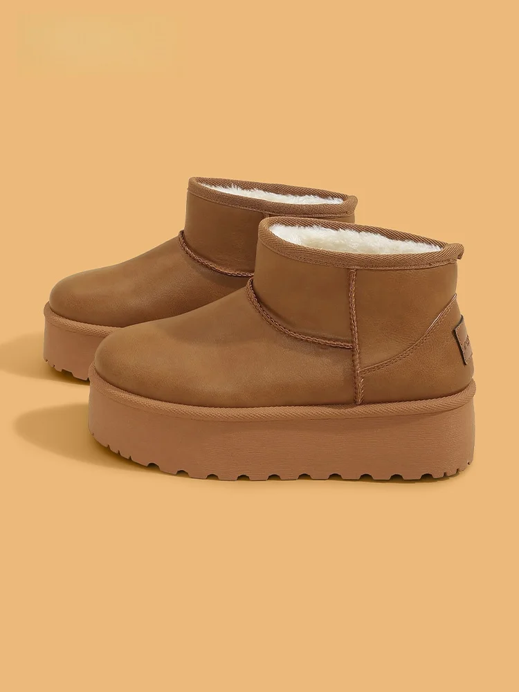 bottes-de-neige-marron-doublees-polaire-a-semelle-epaisse-pour-femme-–-chaussures-d'hiver-chaudes-en-coton-pour-l'exterieur-decontractees-a-tige-courte-en-cuir-synthetique