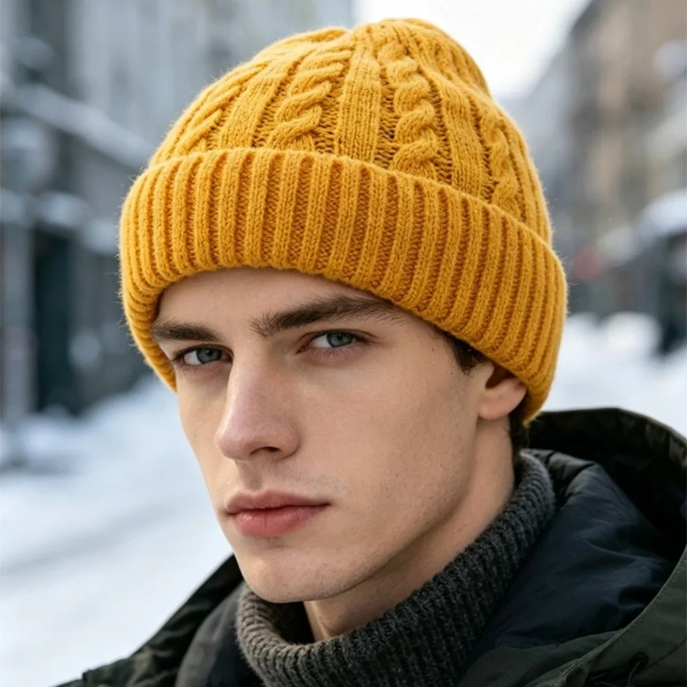 Cable Knit Cable Knit Beanie Hat Thermal Windproof Windproof Skull Cap Unisex Size Soft Stretchy Winter Thermal Beanie