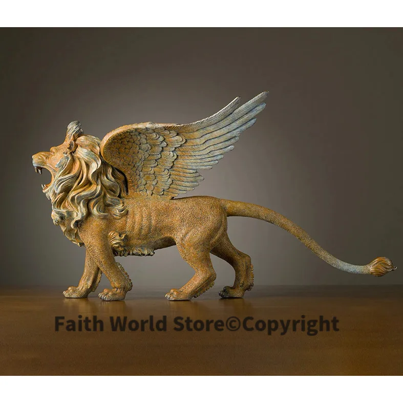 Limited Edition # Original art # large- TOP office home business art Collection # Flying lion King bronze Sculpture decor mascot