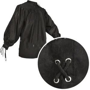 Adulto homem medieval cavaleiro guerreiro traje túnica verde roupas norman chevalier trança pirata saxão camisa superior para homem 10 principais vendas medieval guerreira - №5