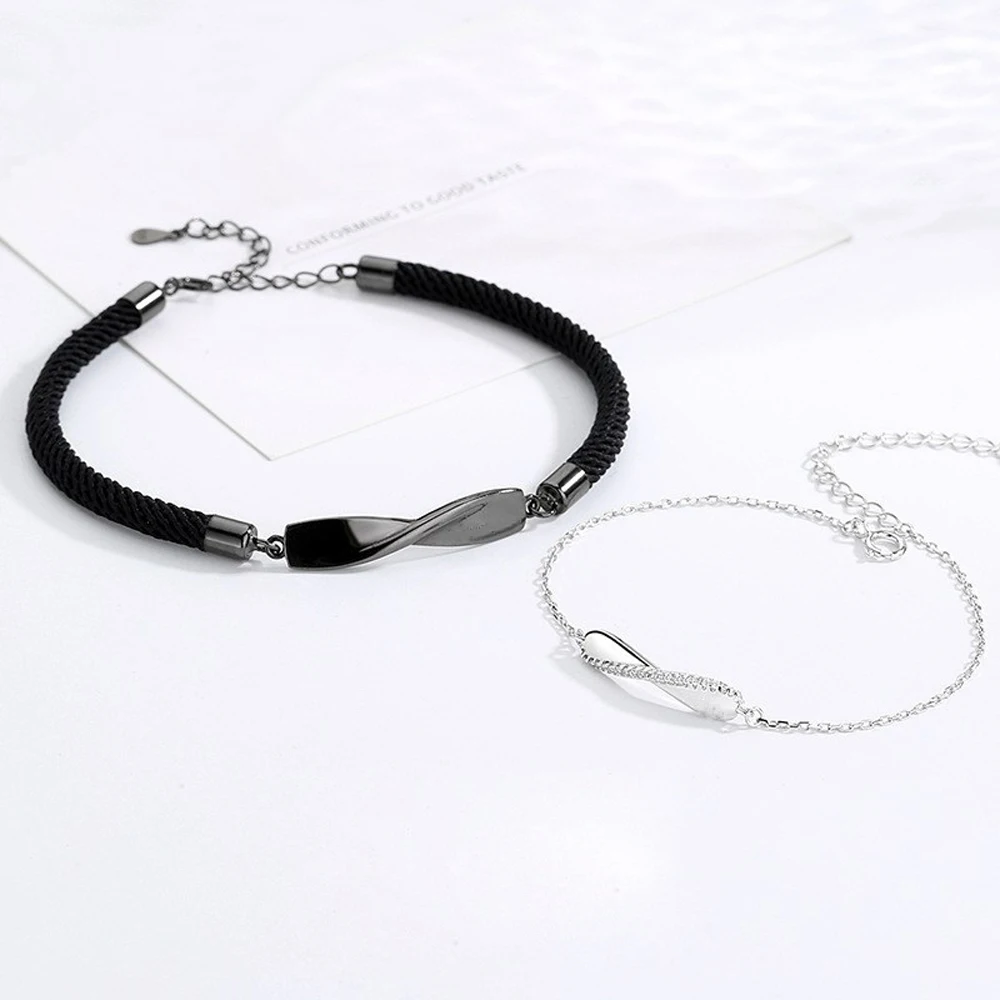 Jewelry Accessories Women Weaving Rope Alloy Wave Forever Love Friend Bracelet Hand Rope Couples Bracelets Mobius Ring